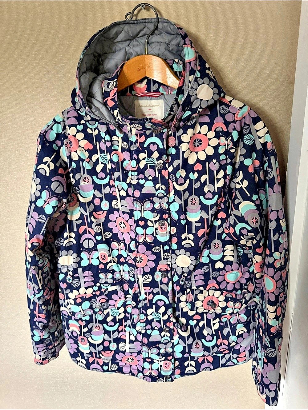 Hanna Andersson Floral Hooded Jacket Size 160 Like New